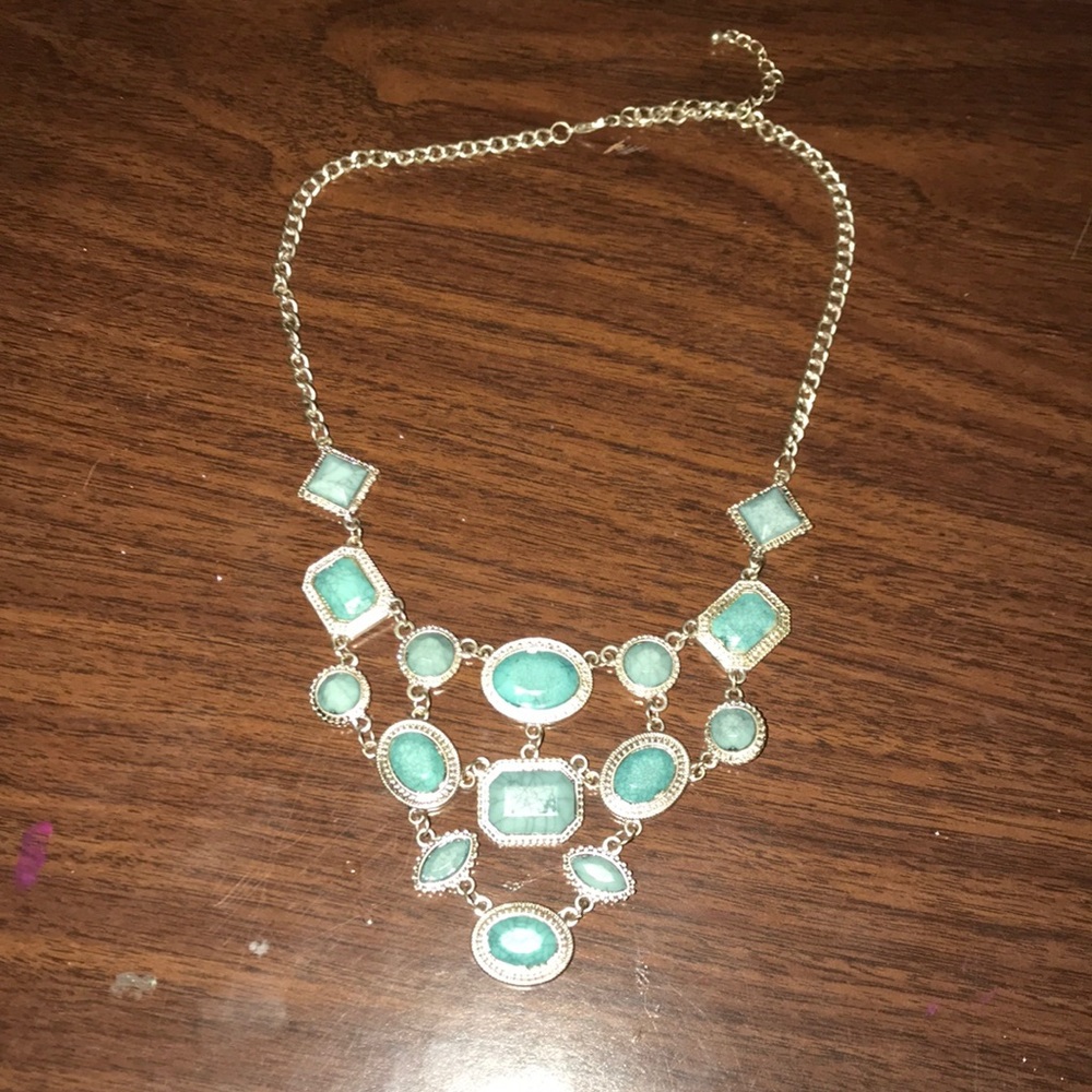 Teal and Silver Statement Necklace!!